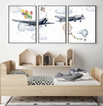 Tryptyk ścienny z lotniczym motywem – zestaw 3 ilustracji