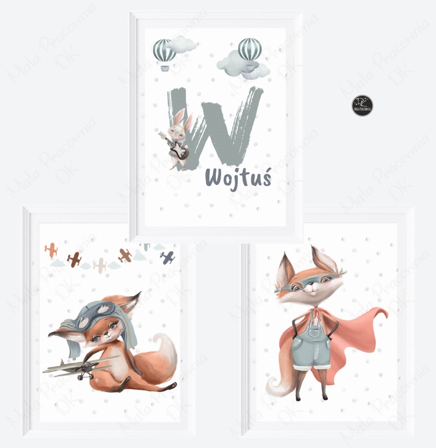 Zestaw plakatów - liski, zajączki, króliczki Nr. 2.jpg