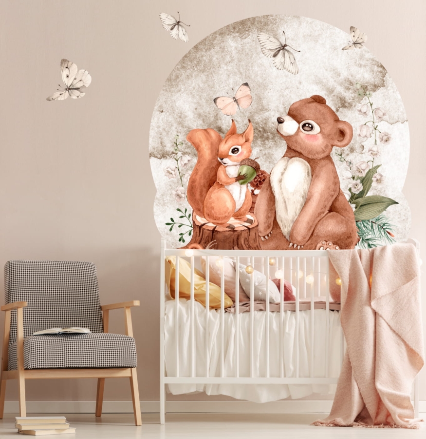 Mieszkańcy lasu -  Miś i wiewiórka naklejka.jpg