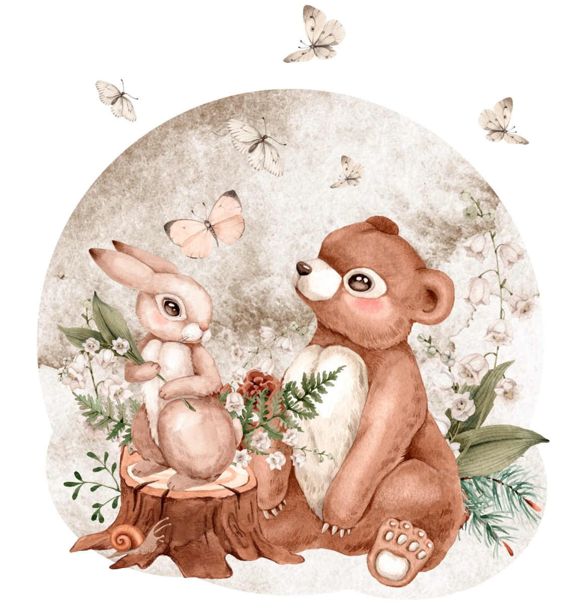 Mieszkańcy lasu -  Miś i zajączek naklejka.jpg