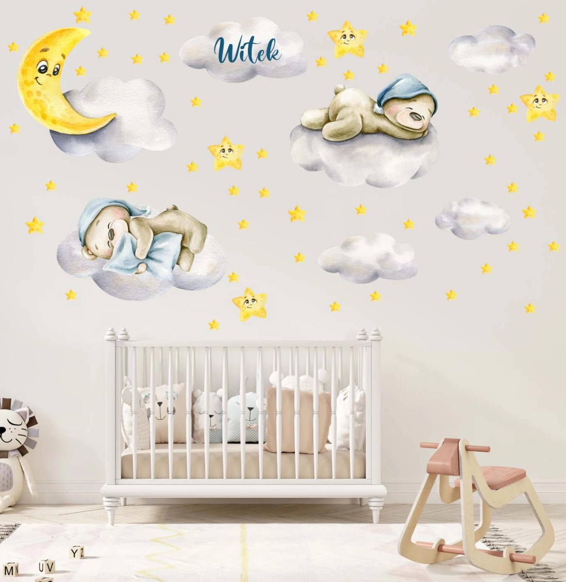 Misie, chmurki, księżyc, gwiazdki - naklejka personalizacja.jpg