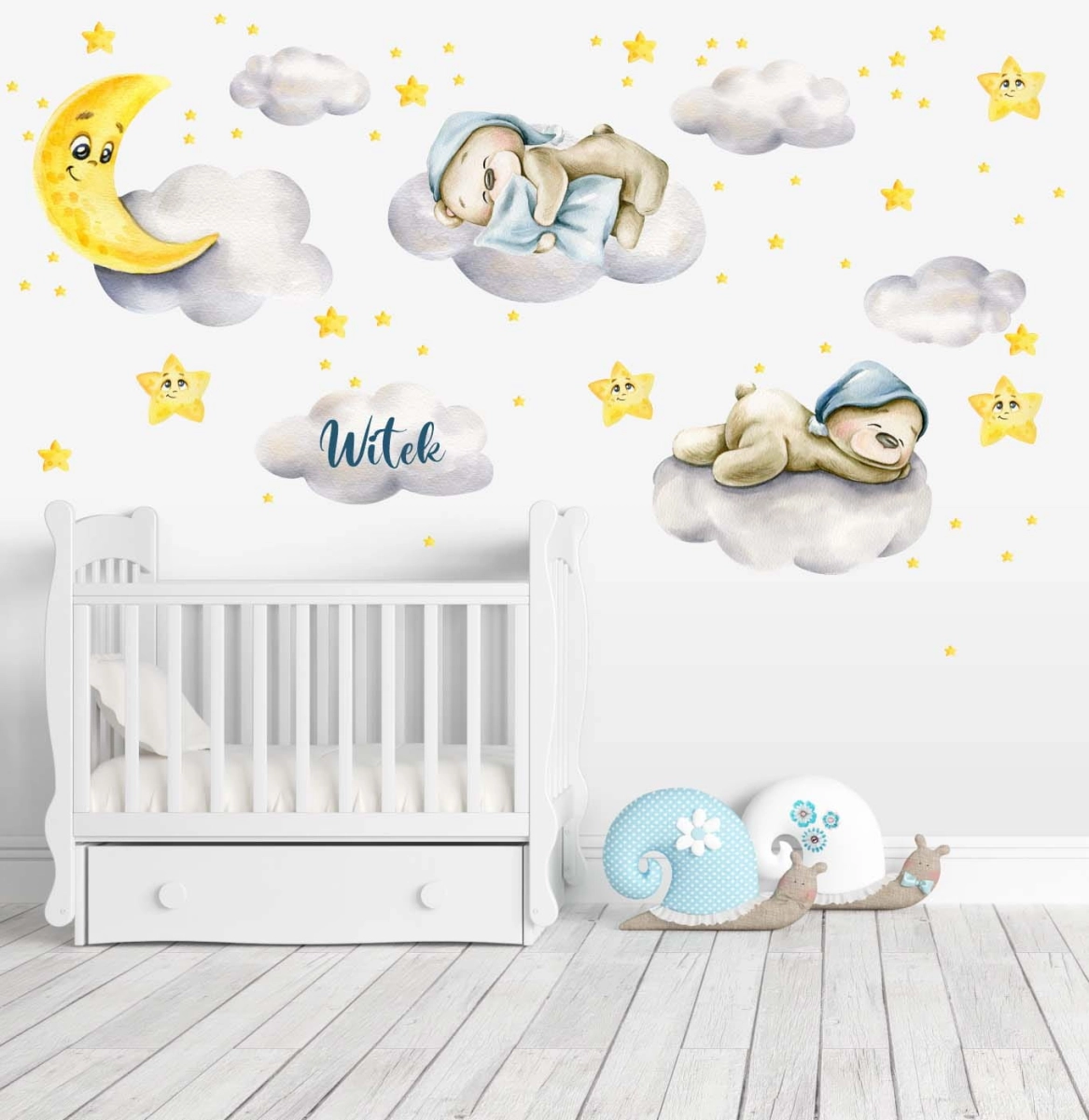 Naklejka miś chmurki , gwiazdeczki sen.jpg