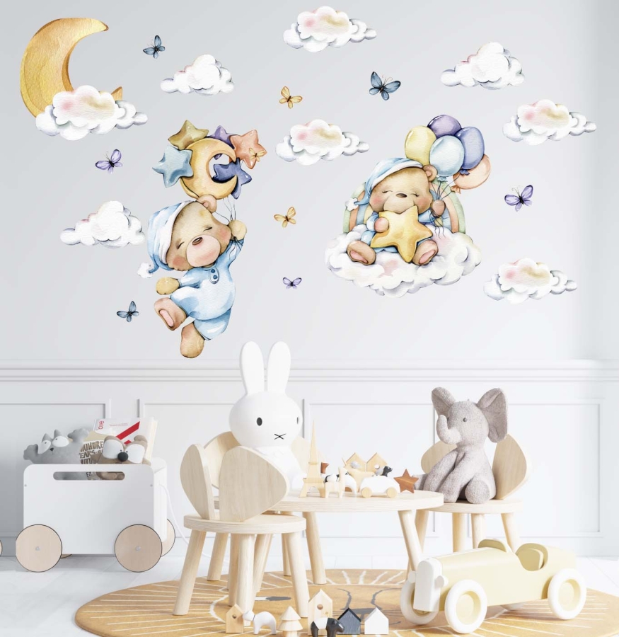 Pastelowe misie, gwiazdeczki, chmurki - naklejka.jpg