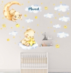 Naklejka miś na księzycu, miś na chmurce personalizacja.jpg