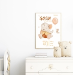 Plakat metryczka Słonik retro Nr 2 – Mała Pracownia