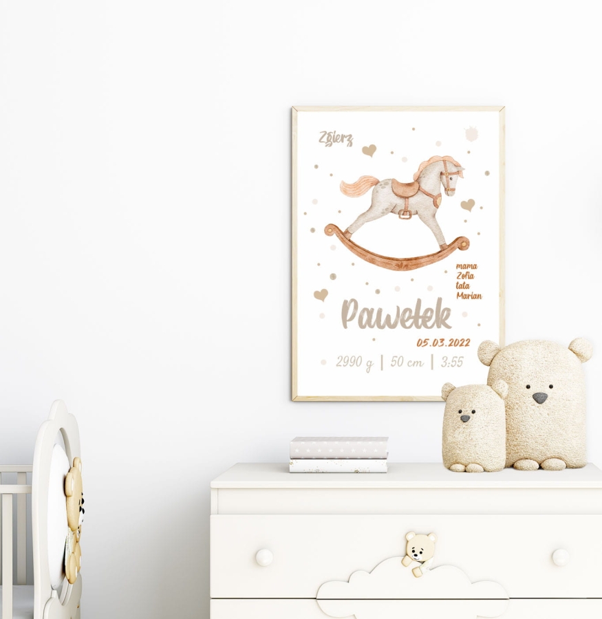 Metryczka konik na biegunach, RETRO  Nr.3.jpg