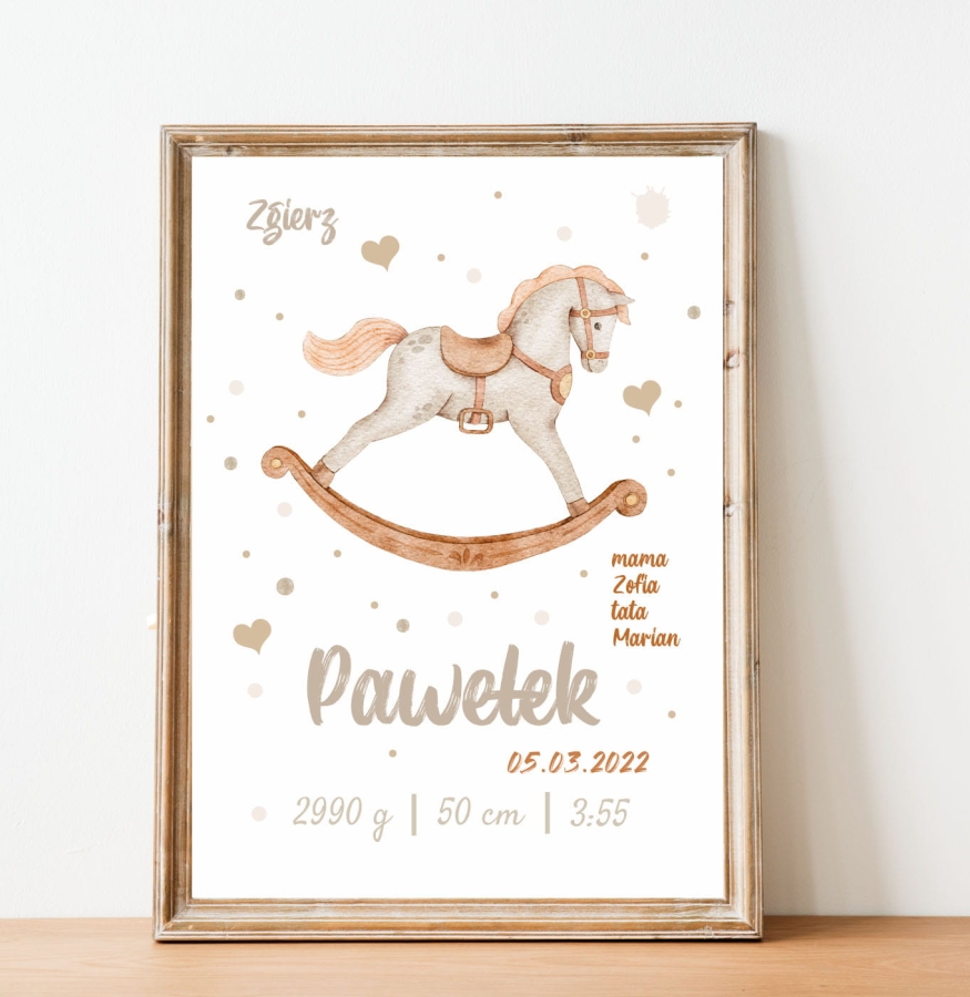 Metryczka konik na biegunach, RETRO Nr.3.jpg