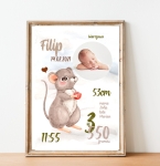 Metryczka leśna dla dzieci myszka Nr.1.jpg