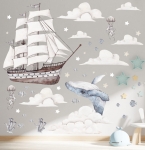 Podniebny ocean Zestaw Nr 2 – naklejki morskie w pokoju dziecięcym