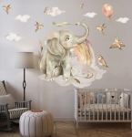 Pastelowy słonik z tęczą akwarela – naklejki ścienne Mała Pracownia