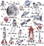 naklejka kosmos  formatka XXL – rakiety, astronauci i planety do pokoju dziecka, Mała Pracownia