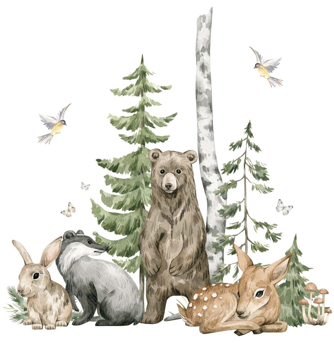 Naklejka miś, sarna, borsuk, zając Zestaw naklejek Nr. 1.jpg