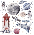 naklejki z rakietami i astronautami