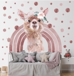 Naklejka Lama, tęcza, konfetti róż akwarela.jpg
