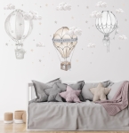 Akwarelowe balony i chmurki – naklejki na ścianę dla dzieci