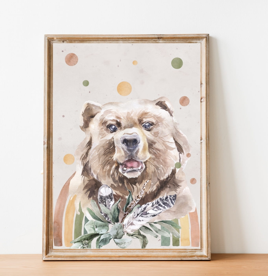 Niedżwiedż, tęcza - plakat boho.jpg