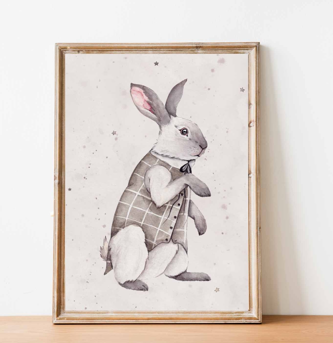 Króliczek retro w kamizelce – plakat boho dla dzieci | Mała Pracownia