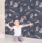 Tapeta dla chłopców kosmos, rakiety, planety, GRANAT.jpg