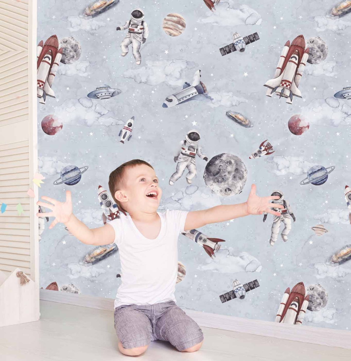 Tapeta dla chłopców, kosmos, planety, rakiety.jpg