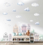 Kamieniczki, pastelowe domki, drzewka 180cm.jpg