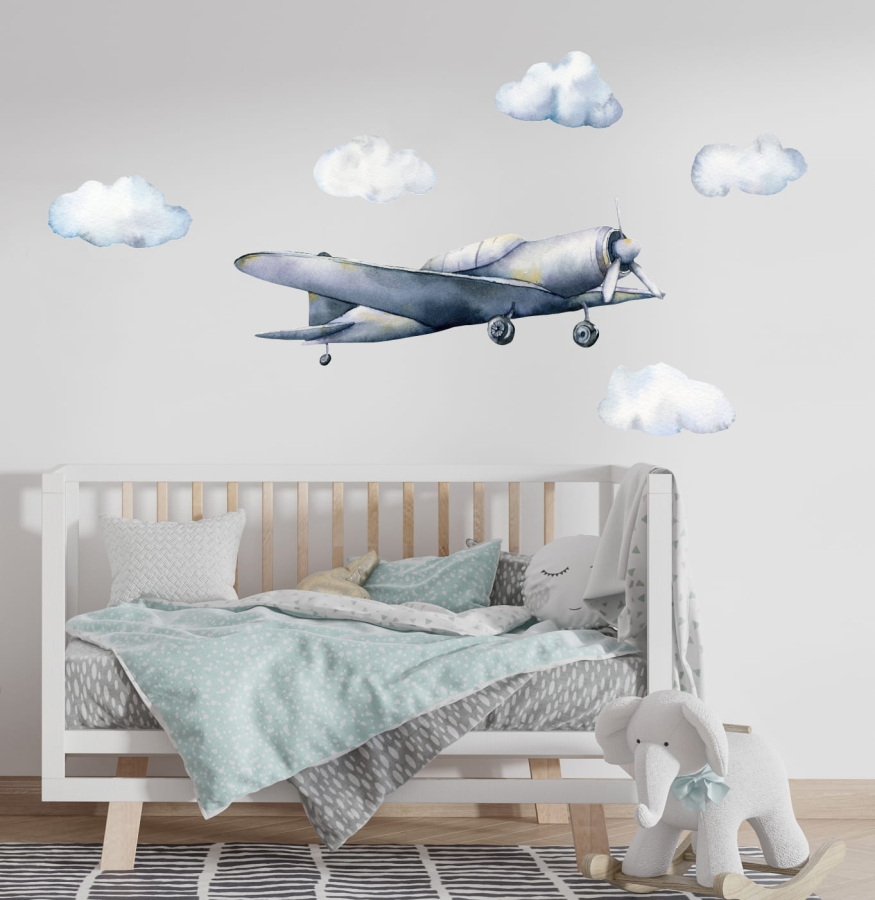 Naklejka samolot, chmury.jpg