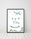 Metryczka narodzin Samolot akwarela – Mała Pracownia