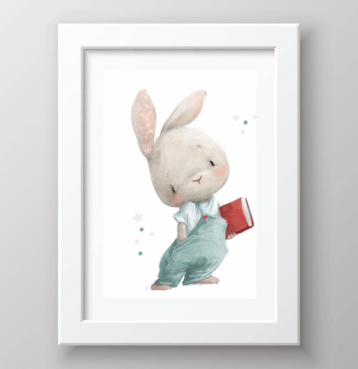 Zajączek z książeczką, gwiazdki -  plakat.jpg