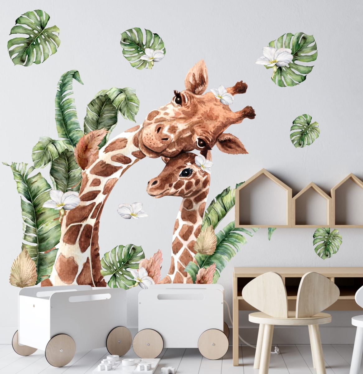 Żyrafa z mamą ,liście Sawanna XXL.jpg