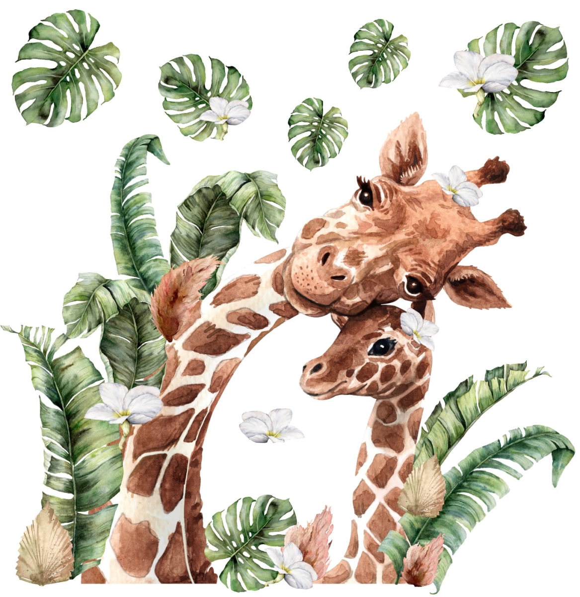 Żyrafa z mamą ,liście Sawanna XXL - naklejka.jpg