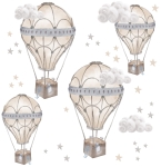 Zestaw naklejek ściennych beżowe balony, chmurki i gwiazdki do pokoju dziecka – Mała Pracownia