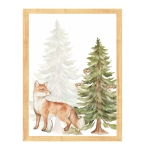 Plakat Leśne Zwierzęta – Lisek wśród drzew, ilustracja do pokoju dziecka