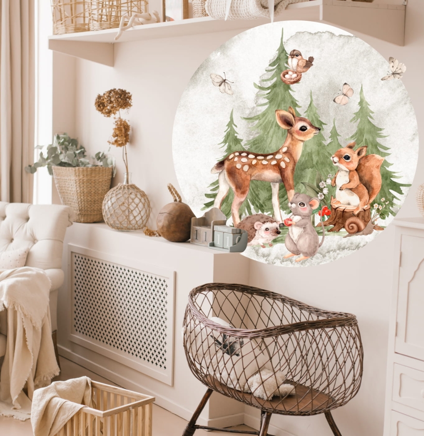 Mieszkańcy lasu - Sarenka wiewiórka myszka jeż - naklejka na ścianę.jpg