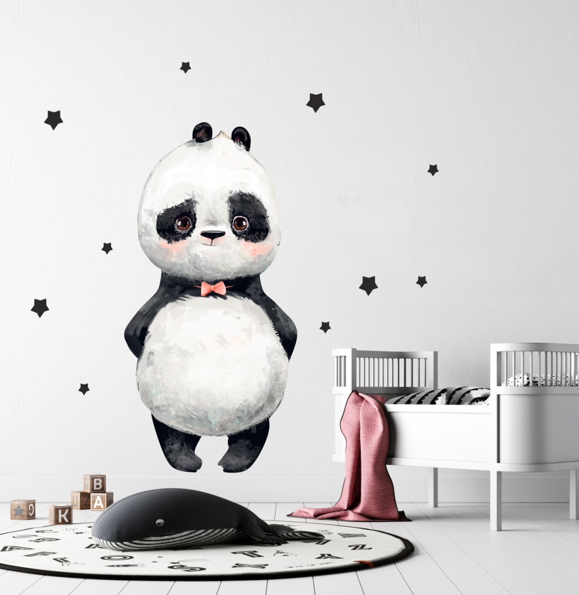 Panda , gwiazdeczki - Naklejka na ścianę.jpg