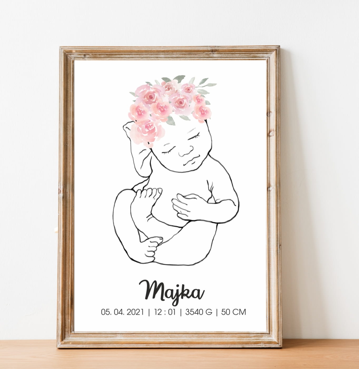 Personalizowana metryczka plakat Line Art Nr 2 – Mała Pracownia