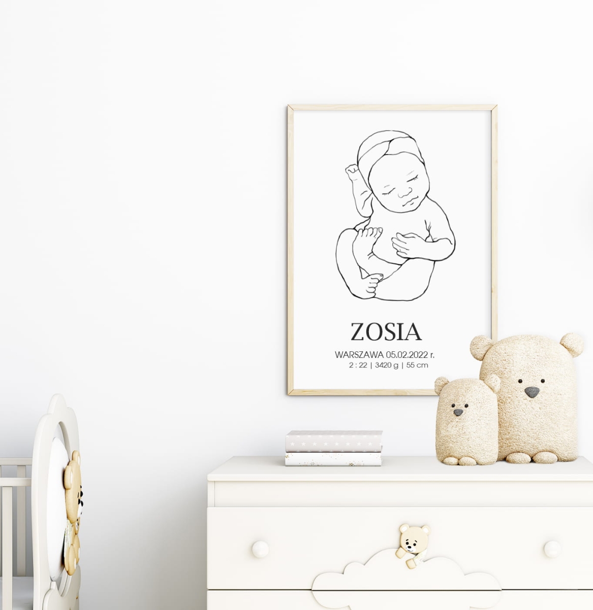 Personalizowana metryczka Line Art Nr 3 – Mała Pracownia