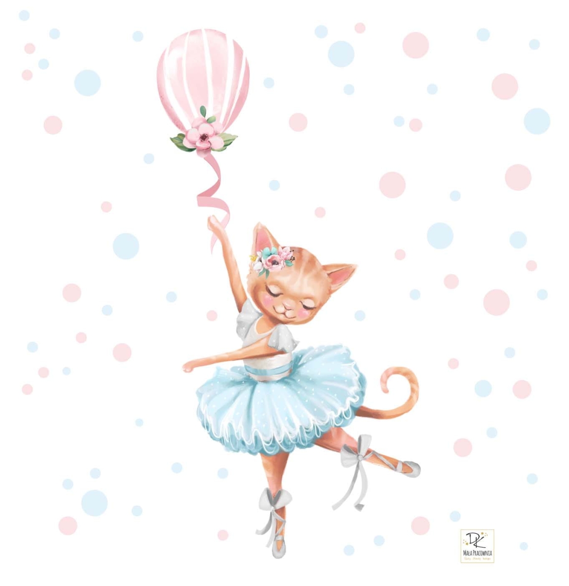 Kotek z balonikiem - Naklejka na ścianę, Naklejka ścienna.jpg