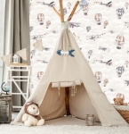 Tapeta Samoloty, balony retro latawce beż.jpg