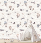 Tapeta samoloty, retro balony beż.jpg