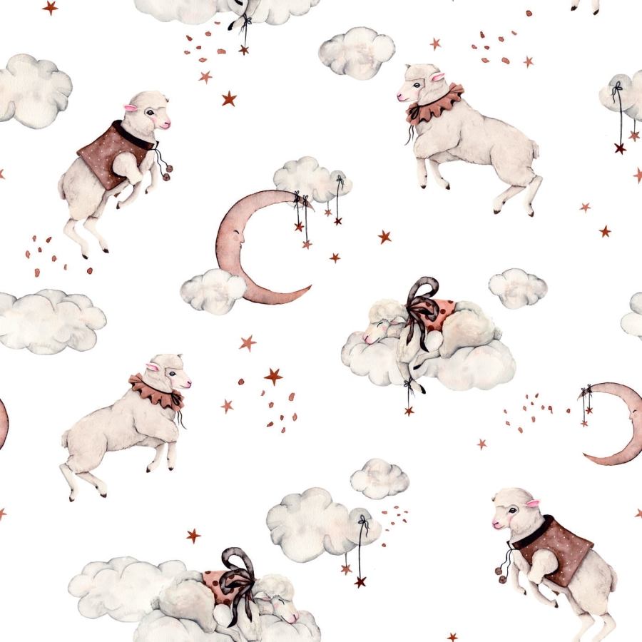 Owieczki, Sheep dreams krem Tapeta.jpg