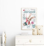 Metryczka dla dziecka z króliczkiem i lizakiem – Mała Pracownia