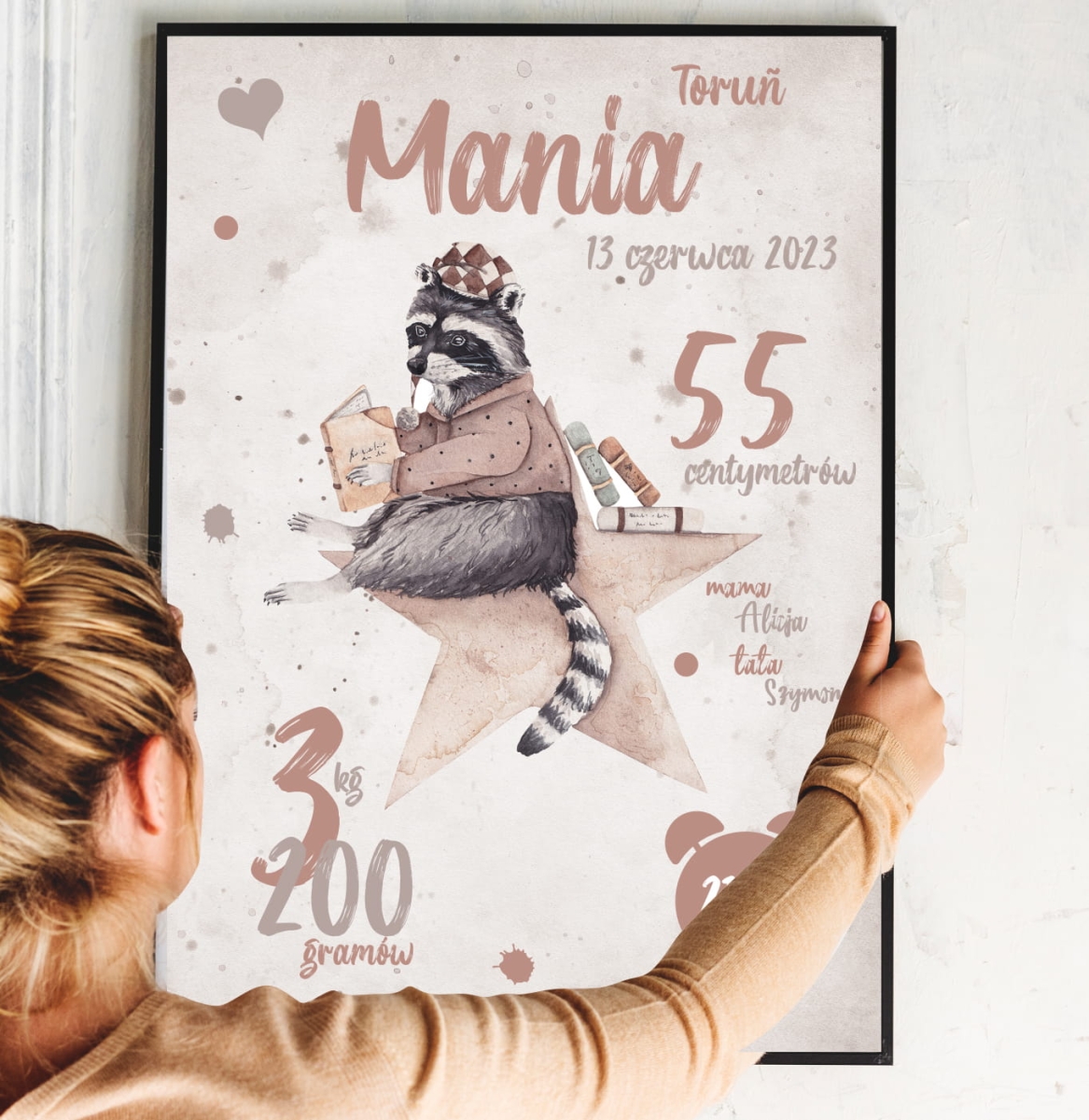 metryczka z ilustracją szopa na gwieździe
