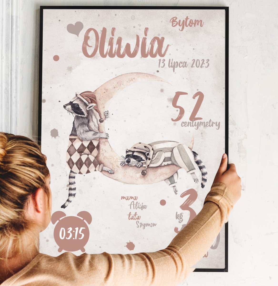 personalizowany plakat szopy na księżycu dla niemowlaka