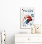 Metryczka retro z króliczkiem z prezentem