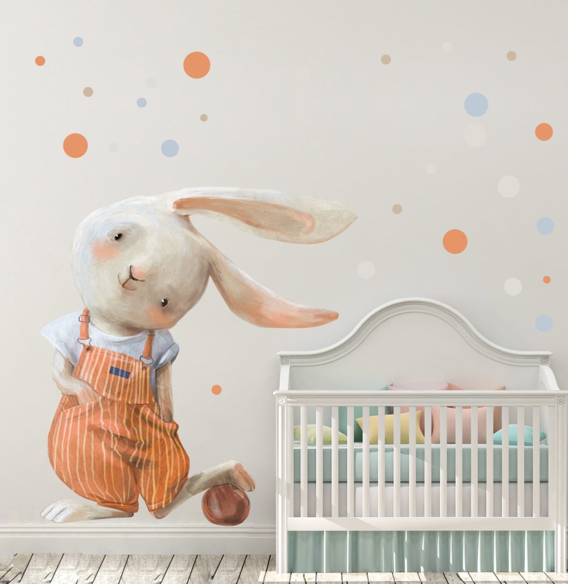 Naklejka na ścianę Królik z piłką  – Mała Pracownia