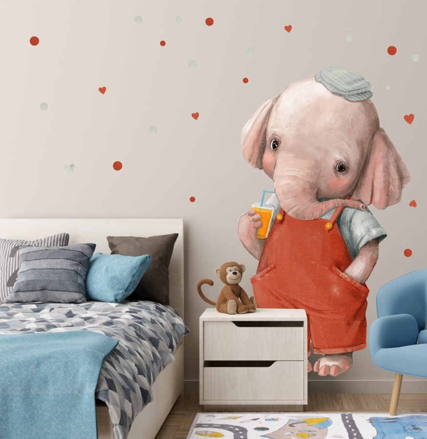 SŁONIK Z ORANŻADĄ, KONFETTI - NAKLEJKA NA ŚCIANĘ.jpg