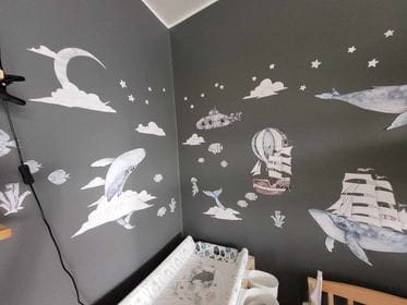 Naklejki morskie Podniebny ocean Zestaw Nr 2 – aranżacja w pokoju dziecięcym