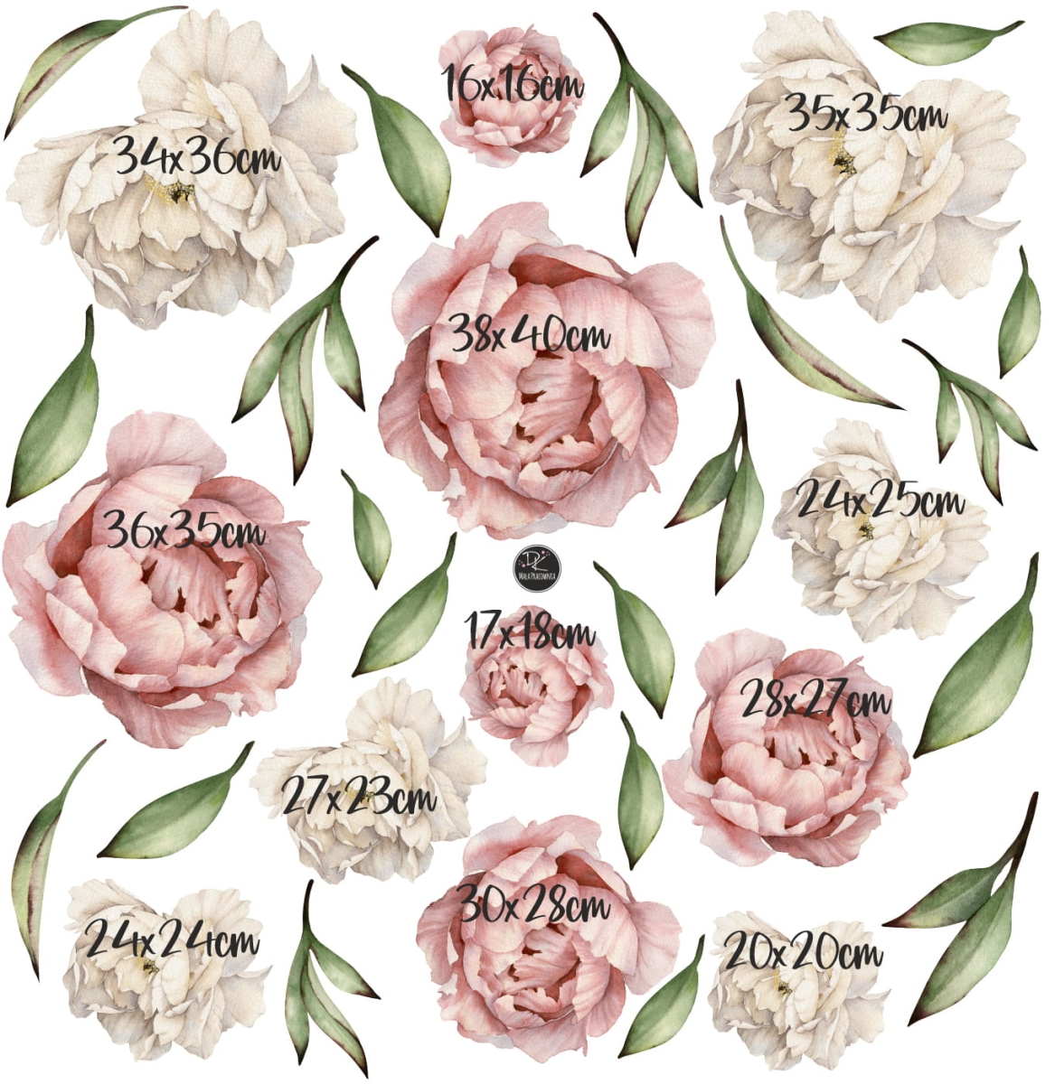 Piwonie, Peonie kwiaty naklejka  - Mała Pracownia DK.jpg