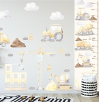 Zestaw naklejek Plac budowy żółty II – maszyny budowlane do pokoju dziecka