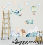 Naklejki na ścianę Samoloty i miasto – Boys Collection I dla dzieci