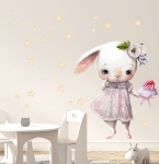 KRÓLICZEK, ZAJĄCZEK Z CIASTECZKIEM - NAKLEJKA NA ŚCIANĘ, NAKLEJKA ŚCIENNA.jpg